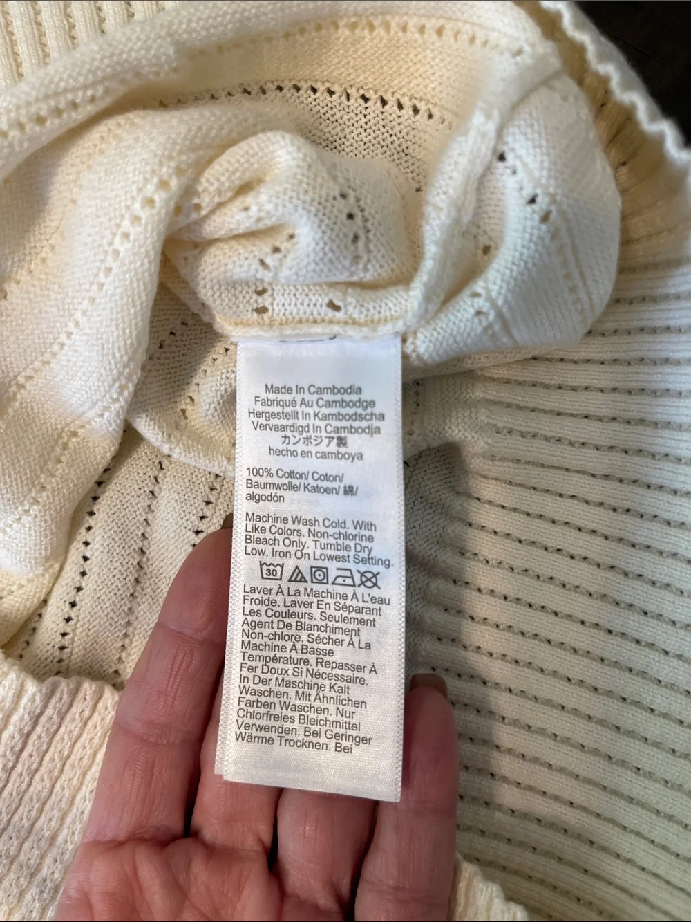 Madewell Ivory Pointelle Short-Sleeve Knit Top